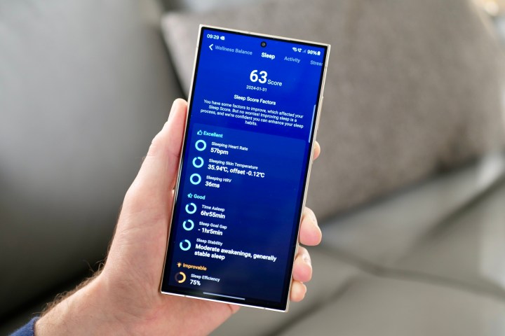 The RingConn Smart Ring's app shown on a phone screen.