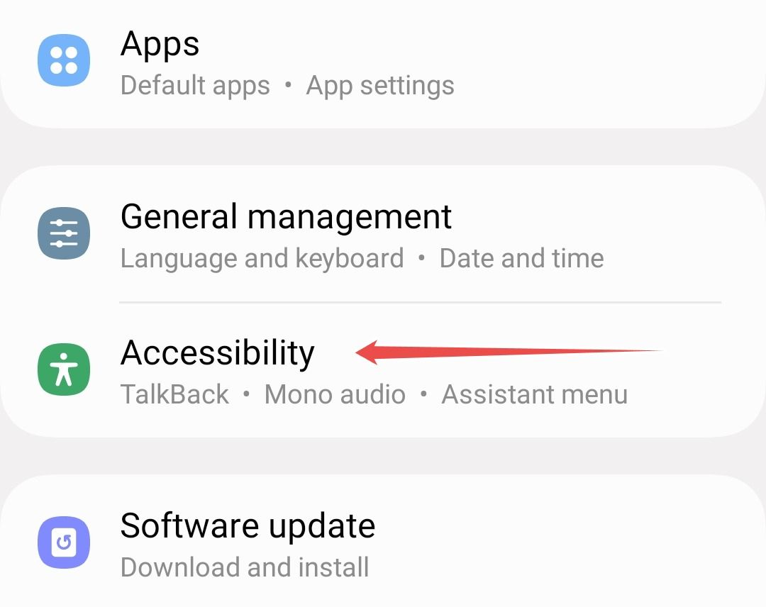 Samsung Accessibility system menu