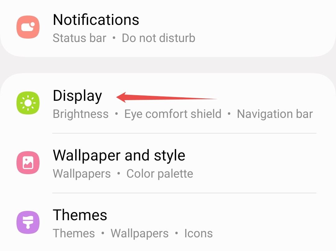 Samsung Display menu