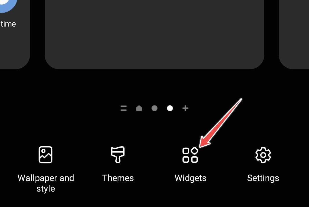 Samsung Home screen Widgets menu