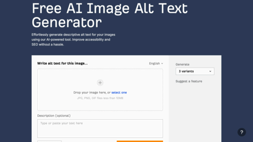 ahrefs Free AI Image Alt Text Generator landing page