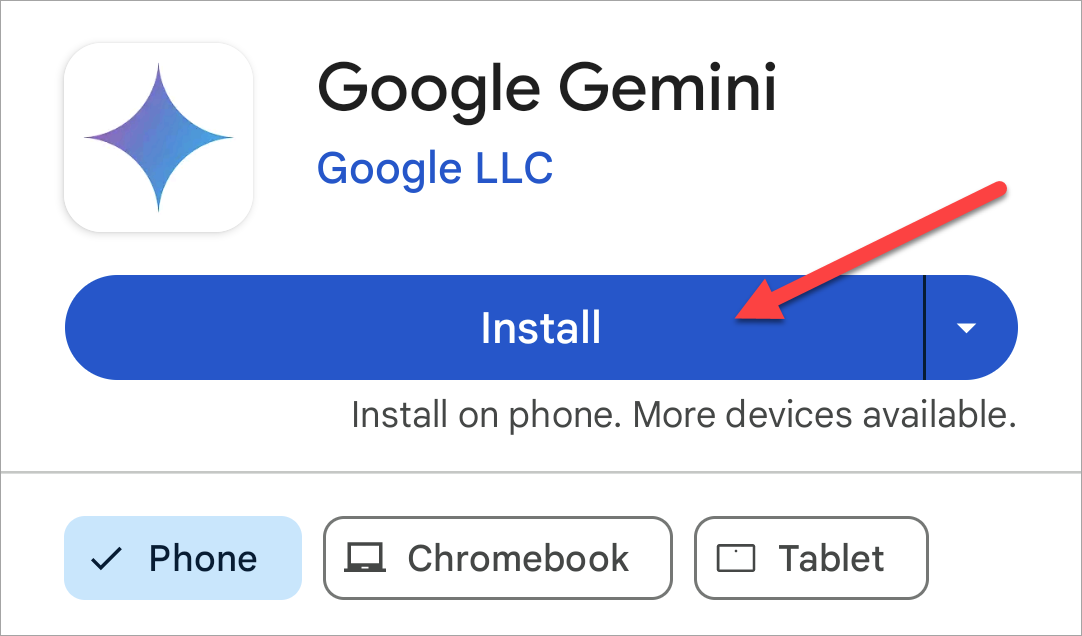 Google Gemini in the Play Store.