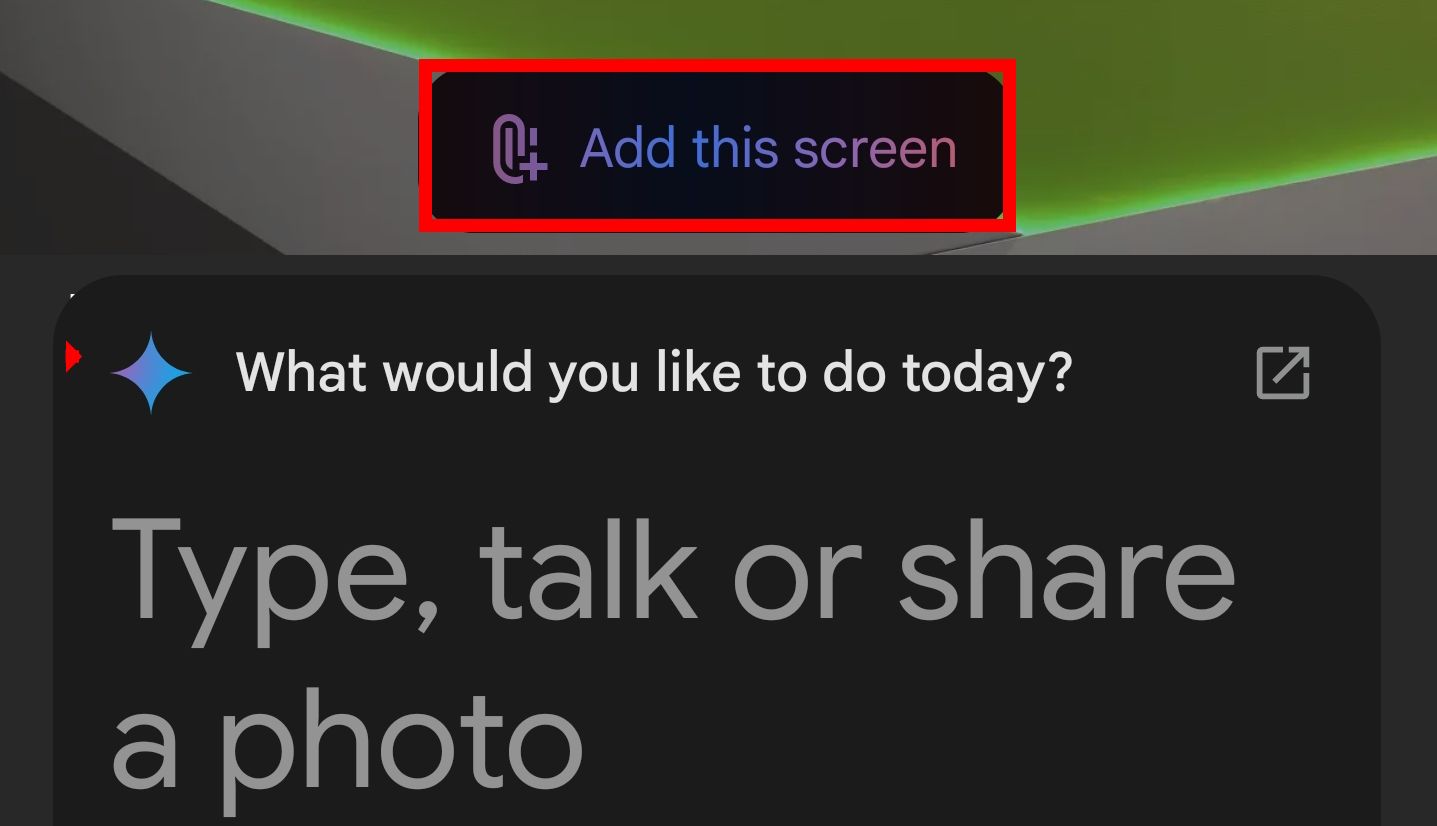 Add this screen prompt on Google Gemini app