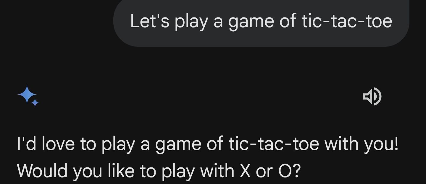 Playing tic-tac-toe with Google Gemini on Android phone
