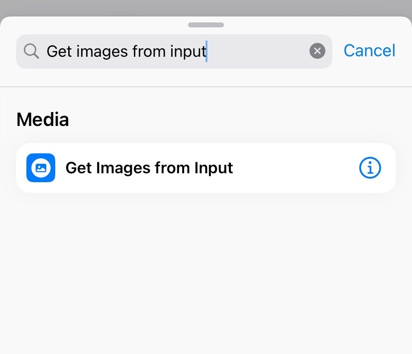 Search for Get Images from Input action