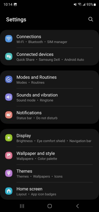 A screenshot of the Settings app.