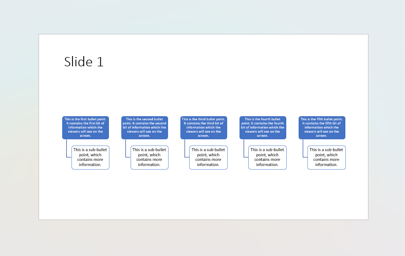 PPT slide showing the paragraphs converted to SmartArt.