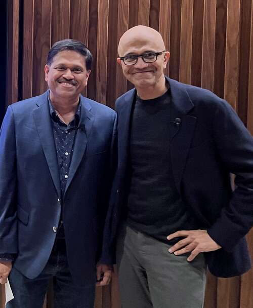 S. "Soma" Somasegar with Microsoft CEO Satya Nadella.