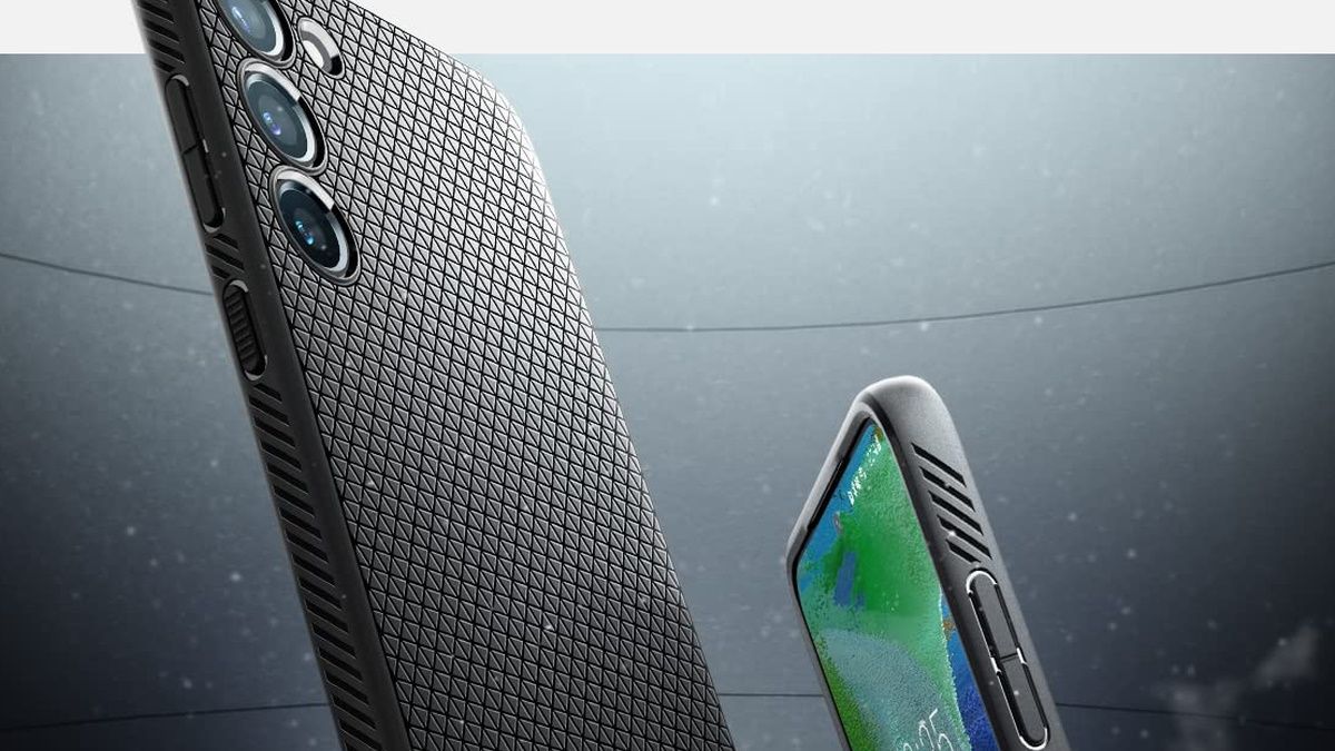 Spigen Liquid Air cases on grey background