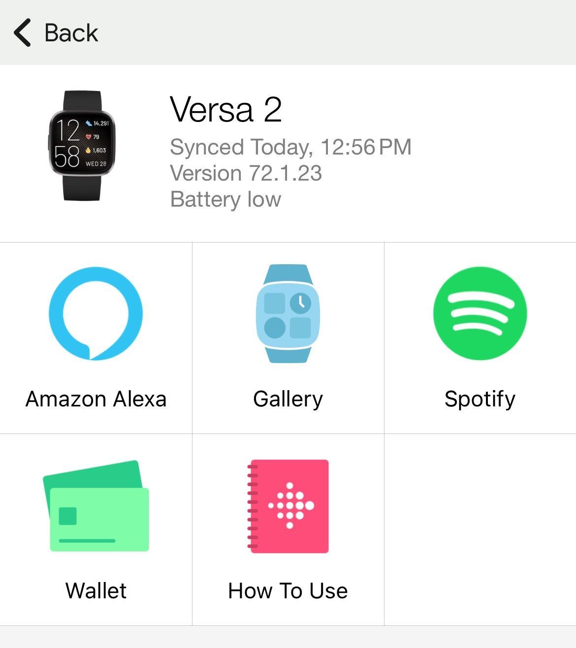 Choose the Spotify app on the Fitbit menu.