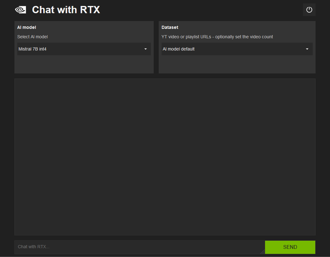 The Chat with RTX default user interface open in Firefox. 