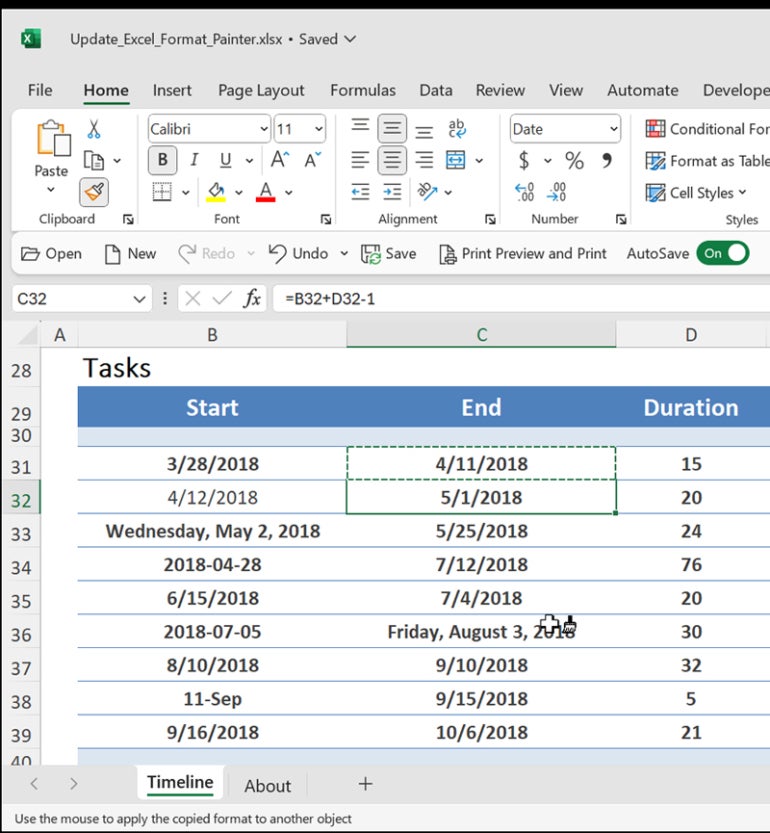 Click noncontiguous cells to format them at once.