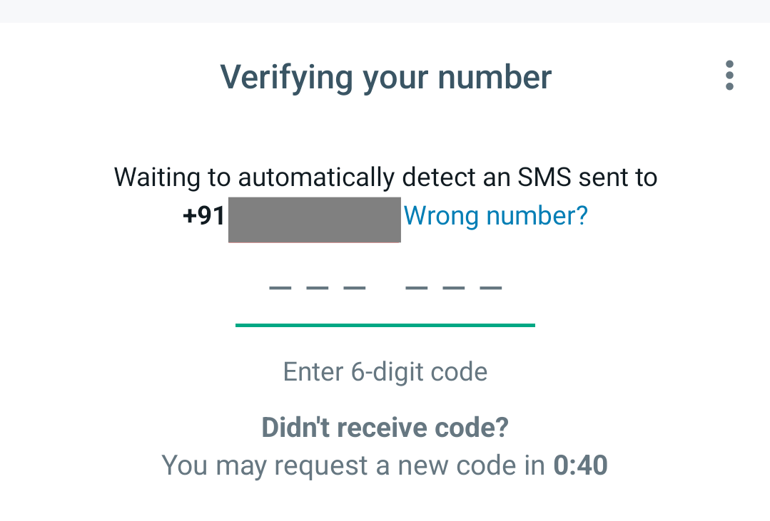 Type OTP to Verify WhatsApp Business app.