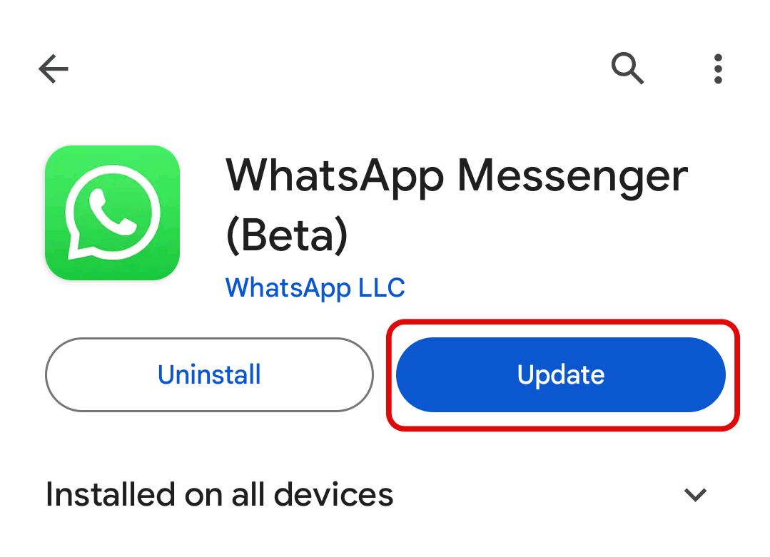 Update WhatsApp app from Google Play Store.