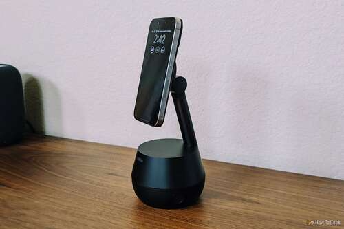 Vertical iPhone on the Belkin Auto-Tracking Stand Pro-1