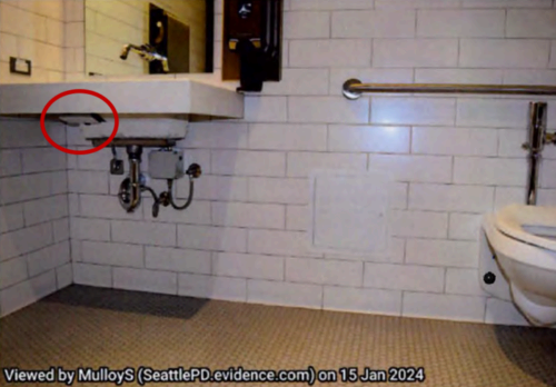 Alleged spy camera in Expedia Group bathroom.