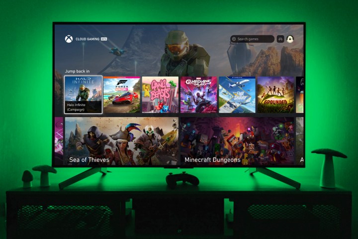 A tv shows the new Xbox Game Pass that comes to Samsung Gaming Hub soon.