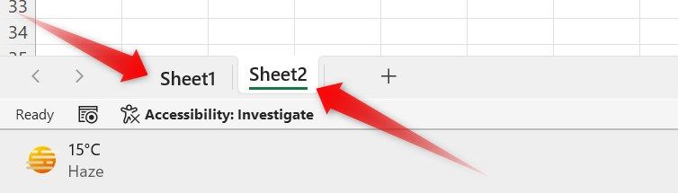 Switching an Excel worksheet in an Excel workbook.