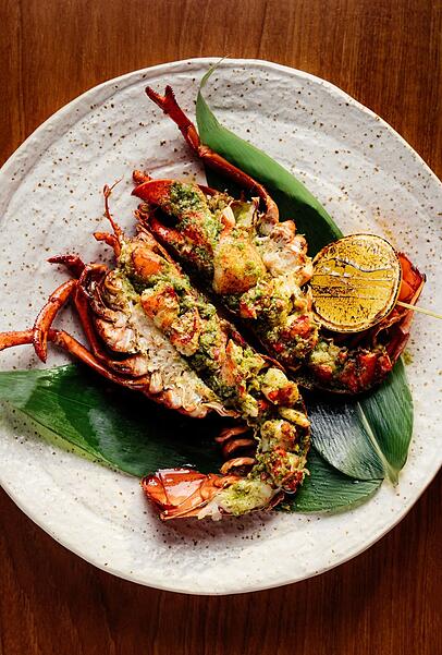 Auch das ist Zuma-Küche: Lobster vom Feinsten – sehr künstlerisch angerichtet.