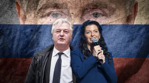 Compact-Chefredakteur Jürgen Elsässer (li.) und Margarita Simonyan, Chefredakteurin von Russia Today.