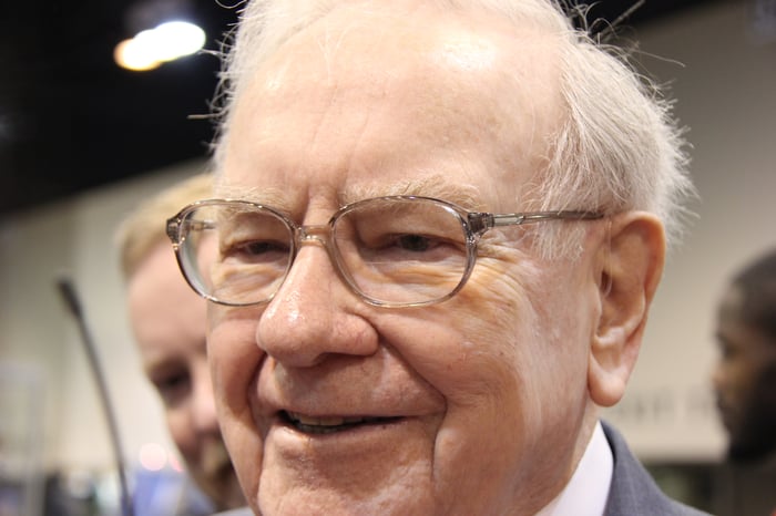 Warren Buffett is shown at an event.