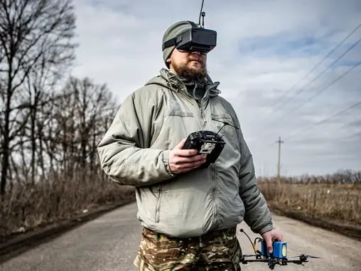 Borowa, Charkiv Region, Ukraine - 21.2.2024: Roman, FPV-drone pilot.