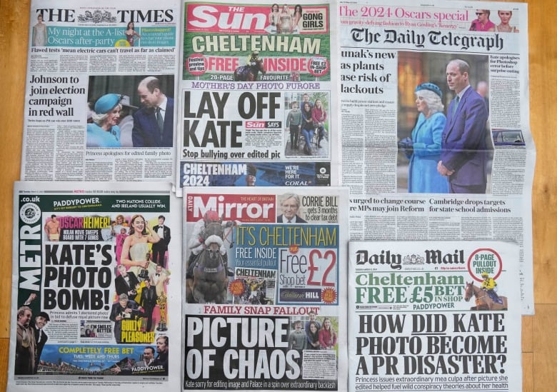 A montage of front pages of newspapers.