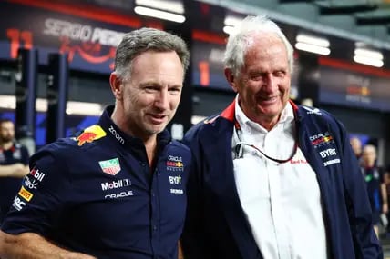 Christian Horner und Berater Helmut Marko zeigen sich vor dem Grand Prix in Saudi-Arabien. 