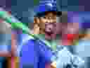 Arjun Nimmala of the Toronto Blue Jays and the 1st pick in the 2023 Major League Baseball draft takes part in batting practice prior to the Blue Jays game against the Arizona Diamondbacks at Rogers Centre on July 14, 2023 in Toronto, Ontario, Canada.