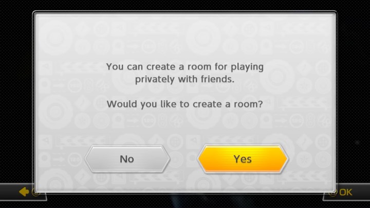 Creating a room in Mario Kart 8.