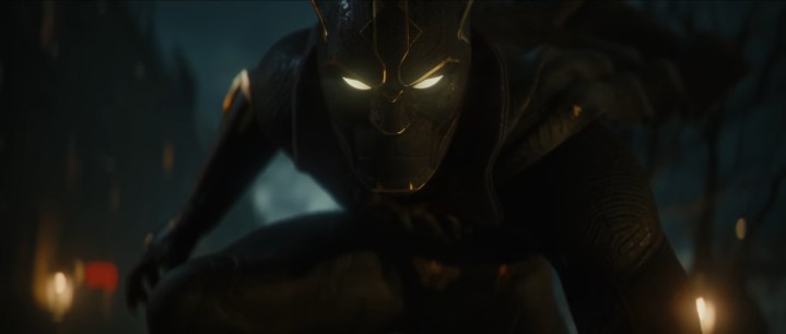 Black Panther striking a hero pose.