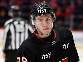 Vancouver Canucks prospects Jonathan Lekkerimaki in action for Orebro HK of the Swedish Hockey League during the 2023/24 season.