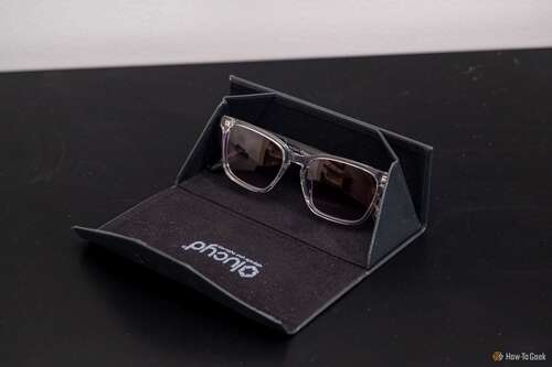 Lucyd Lyte audio glasses sitting inside their case