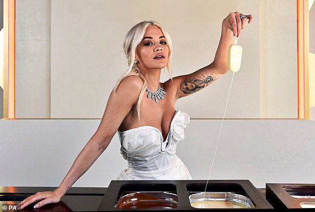 Ice queen: Pop star Rita Ora makes her personalised Magnum