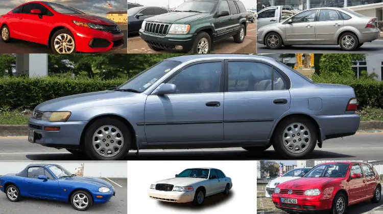 collage of beater cars