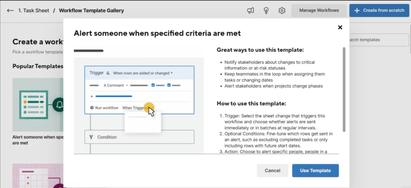 Creating automated workflows in Smartsheet.