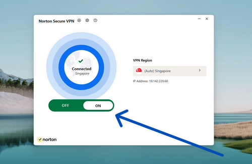 Norton Secure VPN On and Off switch.