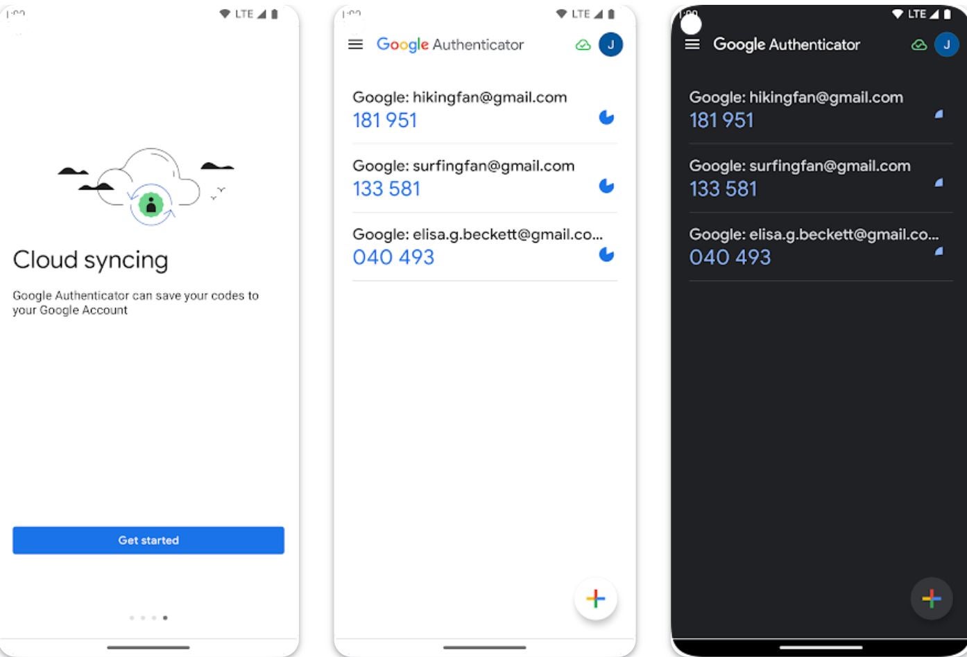 Google Authenticator dashboards.