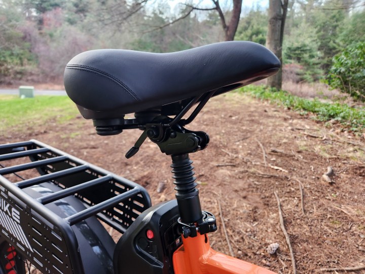 HeyBike Mars 2.0 suspension seat post helps soften the ride over bumps in the road.