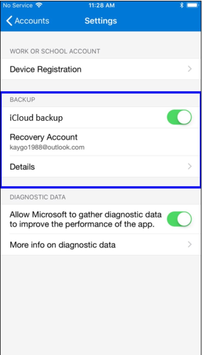 Microsoft Authenticator cloud backup.