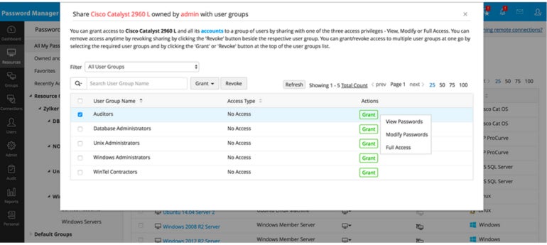 Password ownership and granular sharing in ManageEngine.