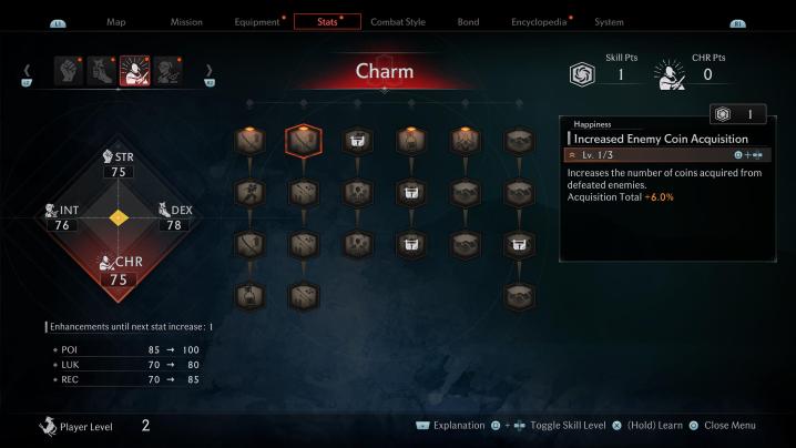 The skill tree in Rise of the Ronin.