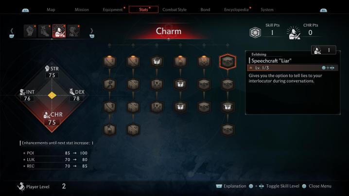 The skill tree in Rise of the Ronin.