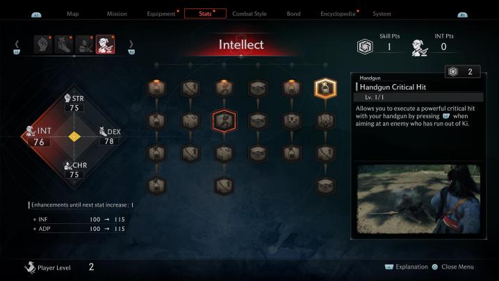 The skill tree in Rise of the Ronin.