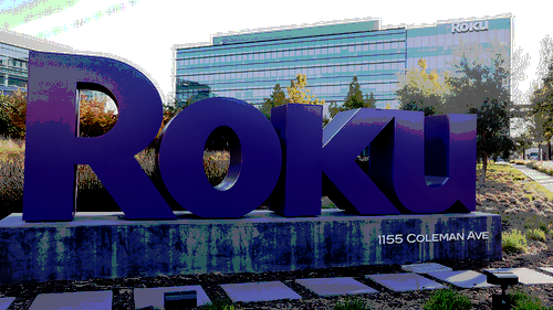 Roku headquarters sign is seen in San Jose, California