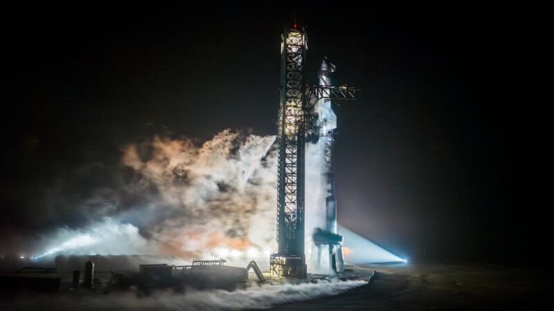 SpaceX's Starship rocket completes a fueling test on Sunday night. 