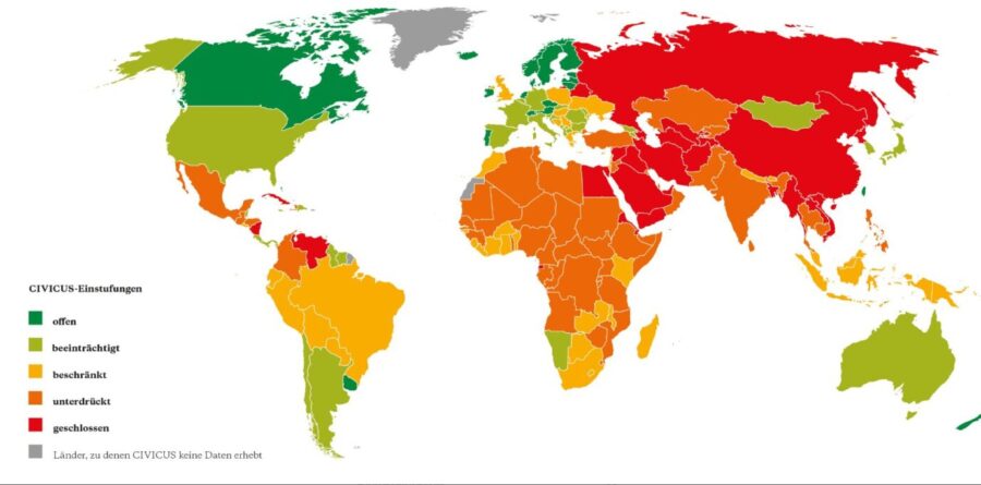 Der „Atlas der Zivilgesellschaft“ 2023: Deutschland nicht mehr „offen“.