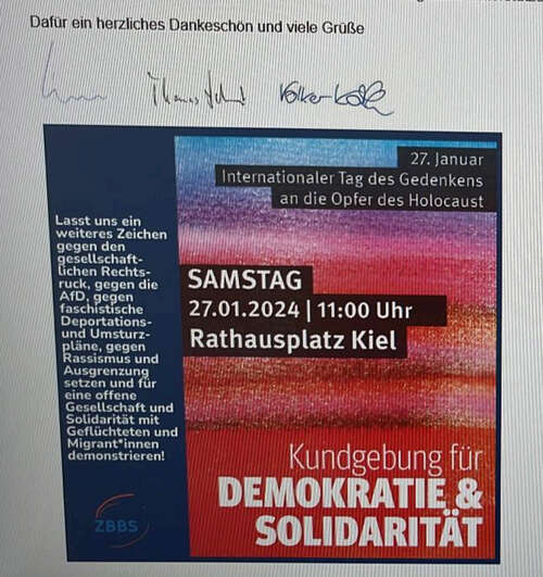 Ausschnitt aus der verschickten Mail an die Mitarbeiter der Regierungsbehörde: Hetze gegen die AfD Foto: Privat