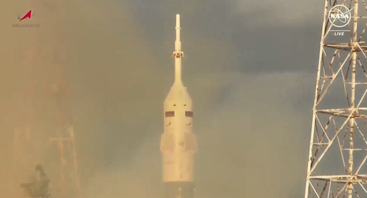 The Soyuz MS-25 spacecraft lifts off from the Baikonur Cosmodrome in Kazakhstan on March 23, 2024