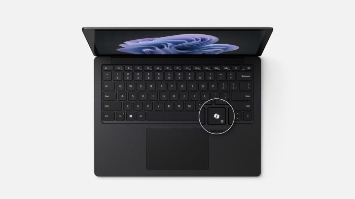 A render of the new Surface Laptop 6 for Business showing the copilot key